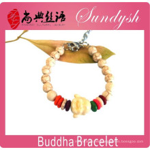 Pulsera inspirada Buda de la turquesa blanca ajustable de la joyería natural